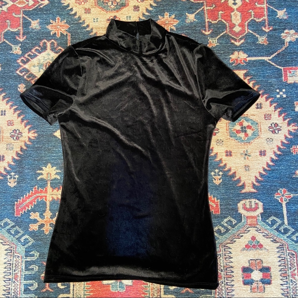 Velvet High Neck Blouse